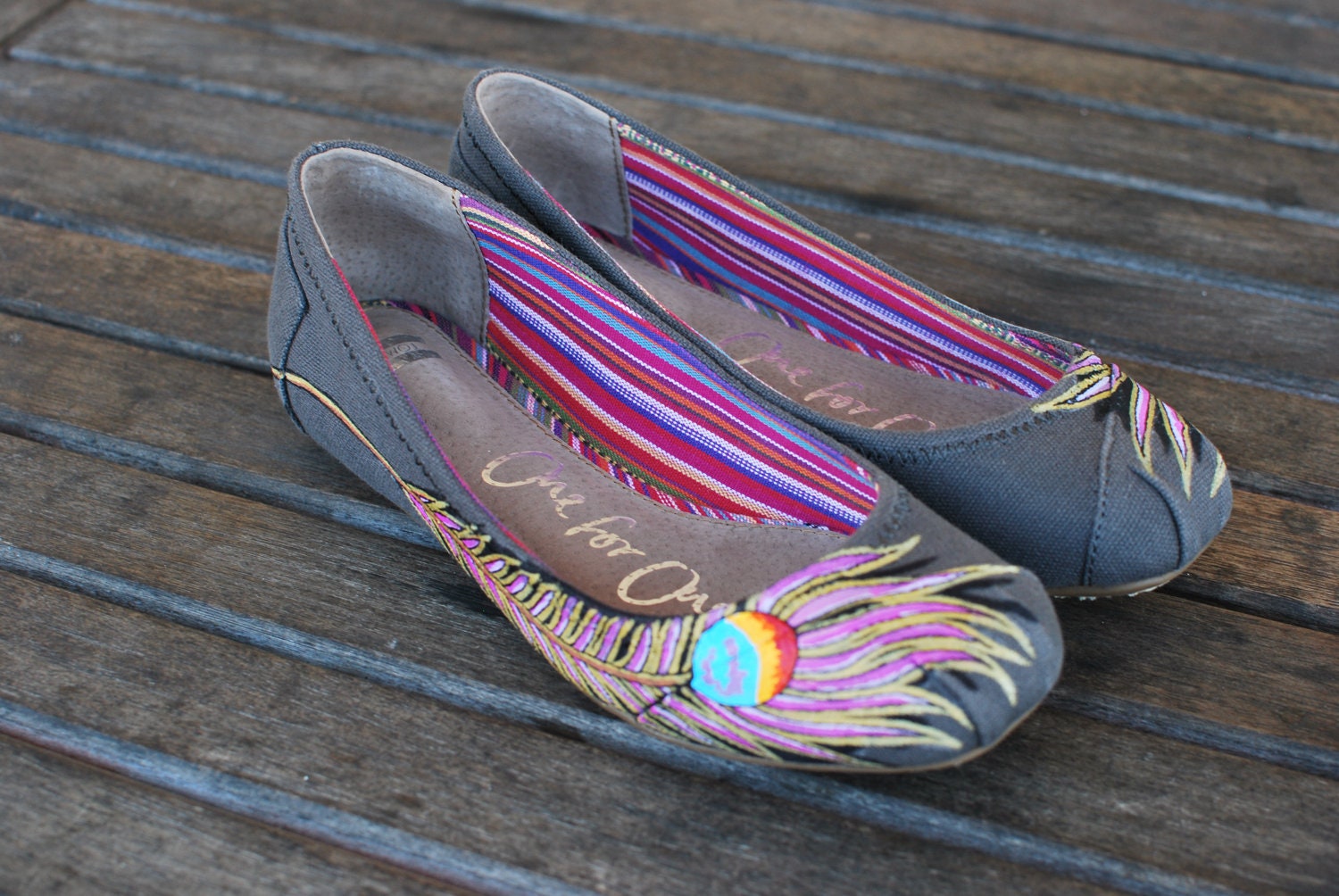 TOMS Peacock Feather Ballet Flats
