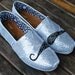 Silver Glitter Black Mustache TOMS shoes