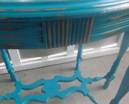 Vintage Turquoise Distressed Hall/Entry/Sofa Table----RESERVED FOR AMY----