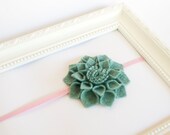 Felt Hairband, Photography Prop Headband, Green Baby Felt Headband, Dahlia Headband, Photo Prop Baby Headband, Felt Hair Accessory