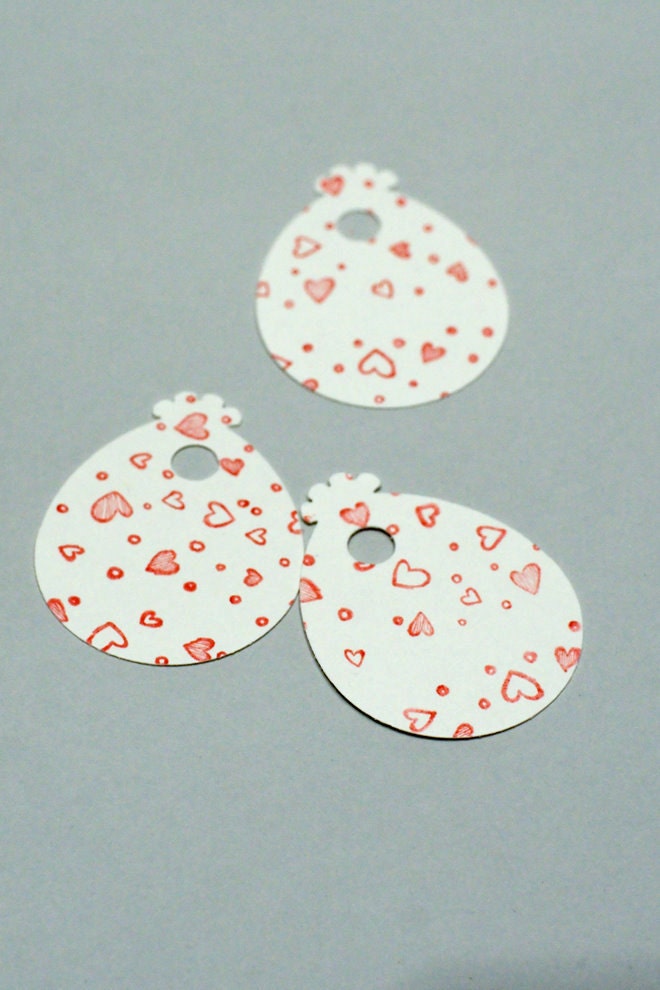 BOGO SALE Gift tag Red Hearts gift wrap tags. DIY set of 30. Balloon