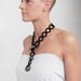 ON SALE Black necklace lariat crochet whit raku beads Ceramic crochet jewelry by Aliquid