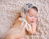 Open Stitch Mohair Bonnet, Lacy Baby Hat, Newborn photo prop - choice of colors