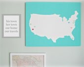 United States DIY Customize Map -16X20 Canvas Acrylic Painting, Wall Art, Decor Turquoise