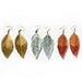 Dangle Earrings Metallic Glitter Dipped - Faux Leather Feather Earrings Accessories - Surgical Steel Available - FREE US SHIP