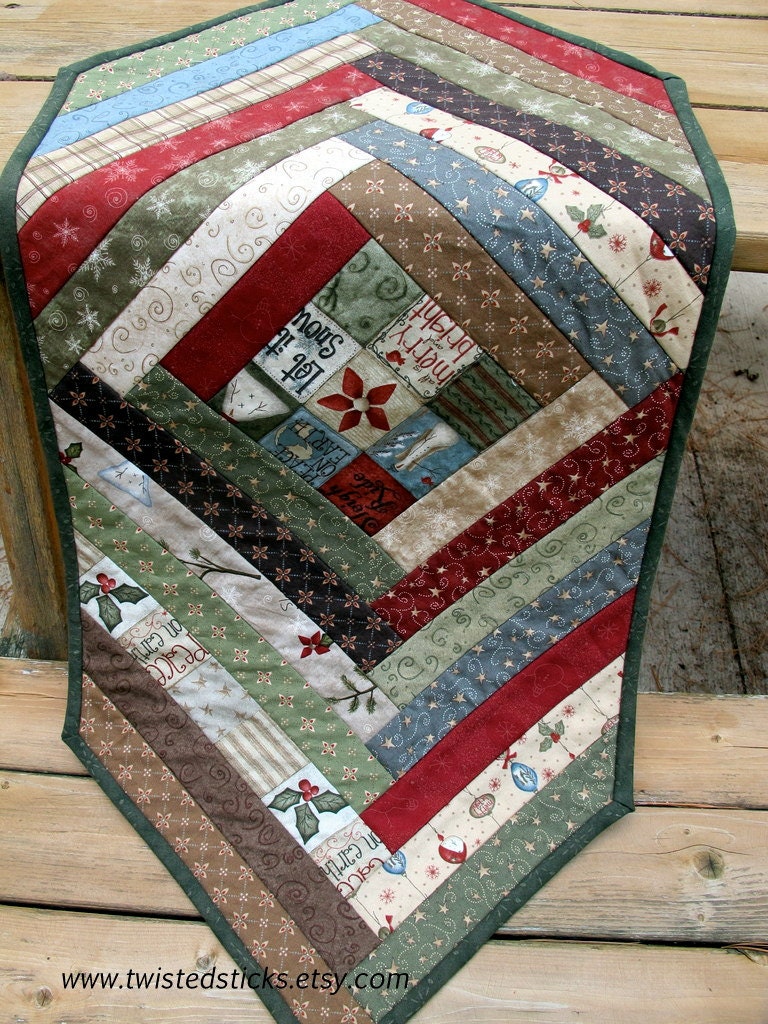 Quilted Table Runner, patchwork Quilted Table Runner, Winter Table Runner