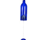 Wine Bottle Wind Gong from Recycled & Re-purposed Wine Bottles - Cobalt Blue