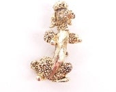 Vintage Gerrys Poodle Brooch Gold Tone Figural Dog Lapel Pin Marcasite