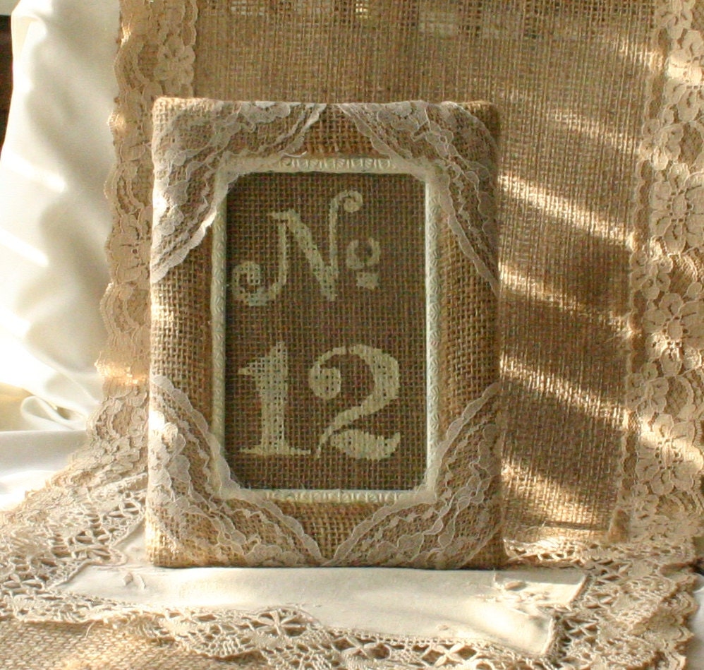 Burlap table number frame, Wedding photo frame, photo booth frames, rustic, country, shabby chic. French country wedding