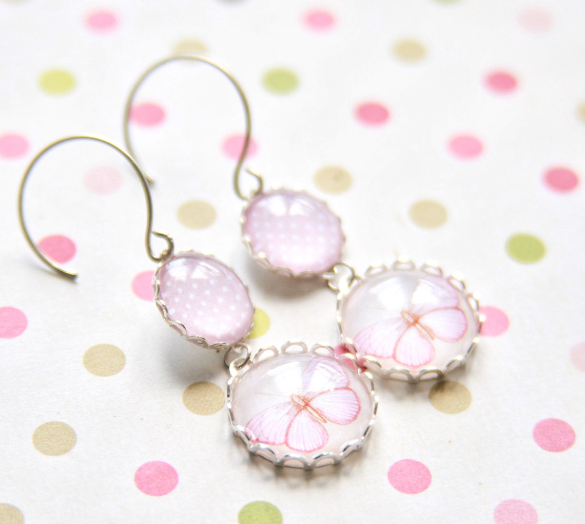 Butterfly hoop earrings - Natural history jewelry - Free Worldwide Shipping - Gift for her under 25 USD