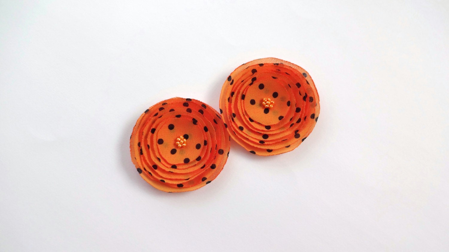 Orange and Black Polka Dot Shoe Clips