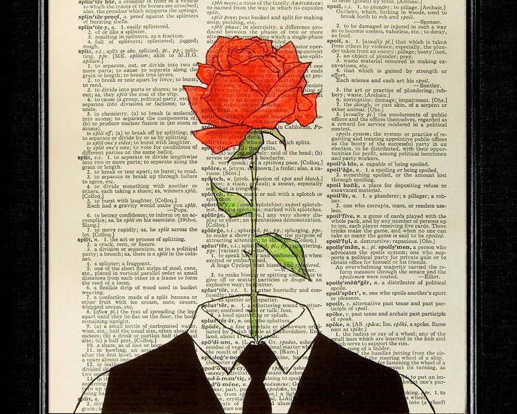 LOVE ART PRINT, Love Print Drawing, Heart Love Painting, Love Artwork, Rose Art Poster, Dictionary Print, Book Page Print - I am a Rose