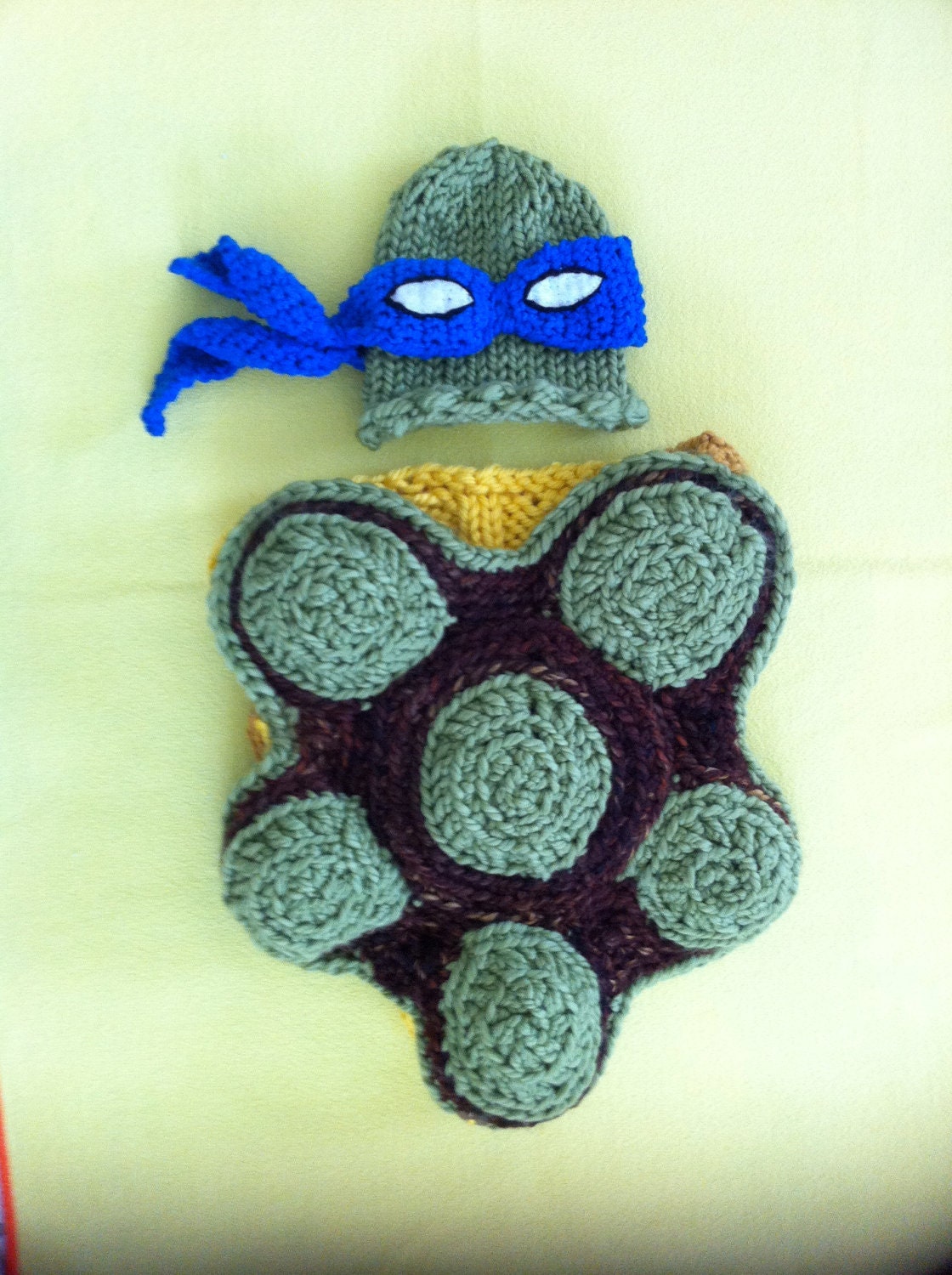 Halloween Ninja Turtle outfit - hat and cocoon, perfect newborn photo prop and Halloween costume