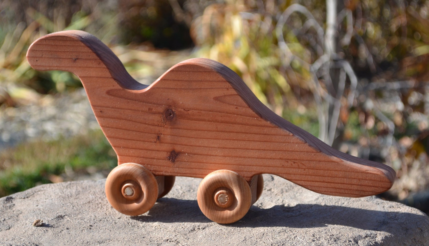 Redwood Push Apatosaurus, Handmade, Heirloom Toy