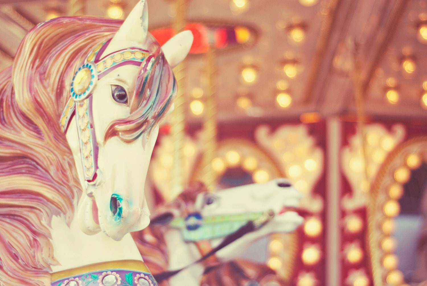 Fine Art Photography - retro carousel carnival vintage ride kids nursery baby children horse 8x10 photo print wall art