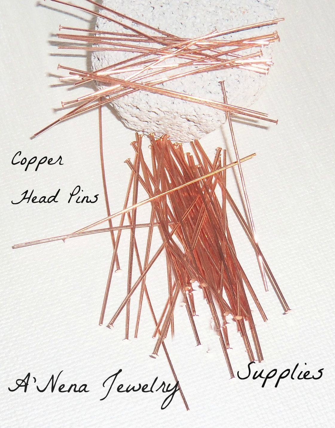 Head Pins100 Count ( Pluse 30 Free) Total 130  2 inches long  Genuine Copper Head  Pins