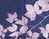 Linen Napkins Set of Four Indigo Navy Blue with Woodland Vine Design