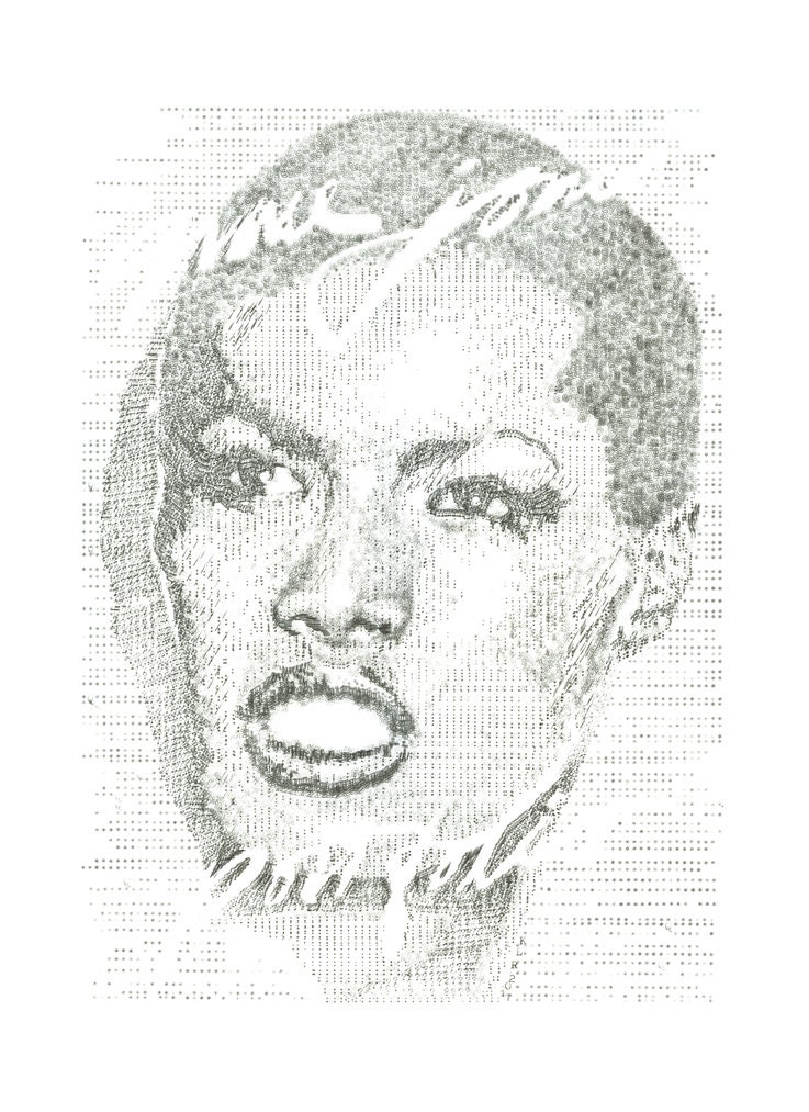 Keira Rathbone Typewriter Art: Limited edition signed & mounted print 'Grace Triptych, Beauty' 2011