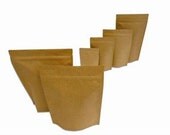 10 Natural Kraft 4 oz Size Stand Up,  Zip Close, Foil Lined Bag Puches