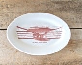 Flying Machine Mini Platter, Victorian Airplane Oval Plate, Small Plate, Ready To Ship