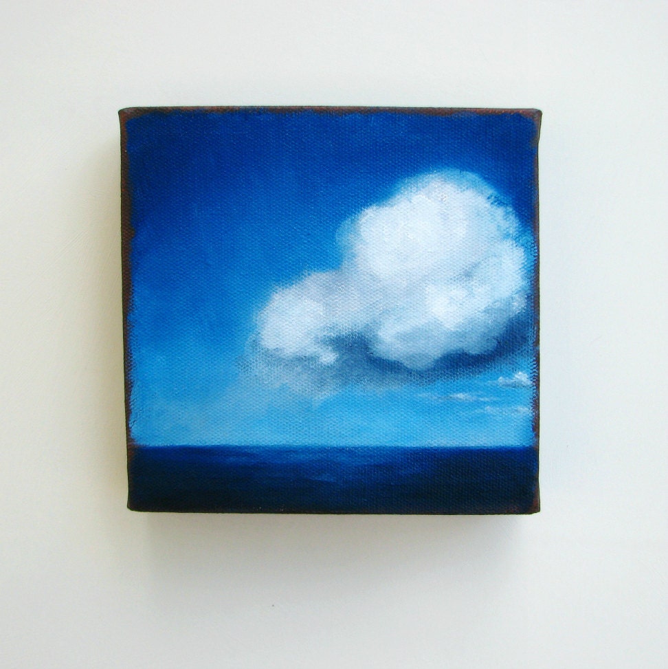 Seascape painting, original oil on canvas, blue colors, ocean, clouds, wall art, home decor - Stormscape series fortynine