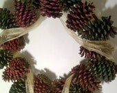 Rustic country holiday wreath, pine cone wreath, Christmas wreath
