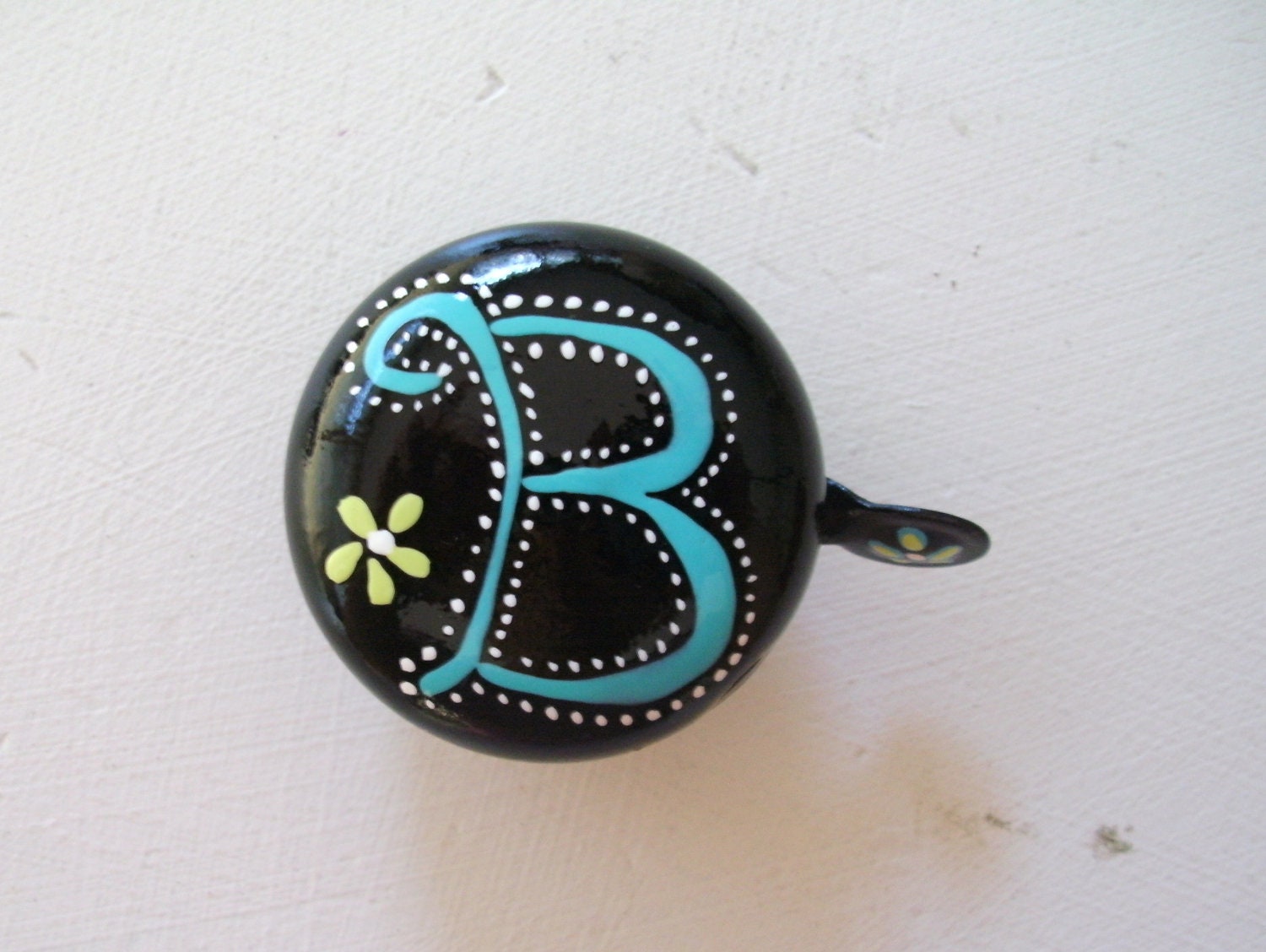 letter B initial turquoise Bike Bell custom letter by PsykelChic