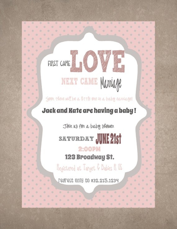 First Came Love Baby Shower Invite-Print your own Il_570xn