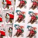 Vintage un-used - Sledding - postage stamps to post 18 Holiday letters or Christmas Cards