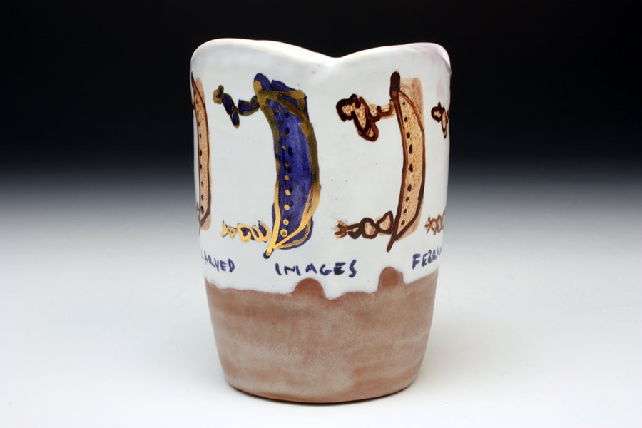Lewis and Clark Carved Boat Ceramic Cup