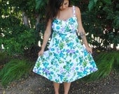 Womens Plus Size Dress,Green, Blue, Purple Floral Design, Rockabilly,Pin Up,Retro style