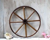 S.A.L.E  15% off: Vintage antique wooden wagon wheel, decorative warm wood , excellent condition, 100 years or older