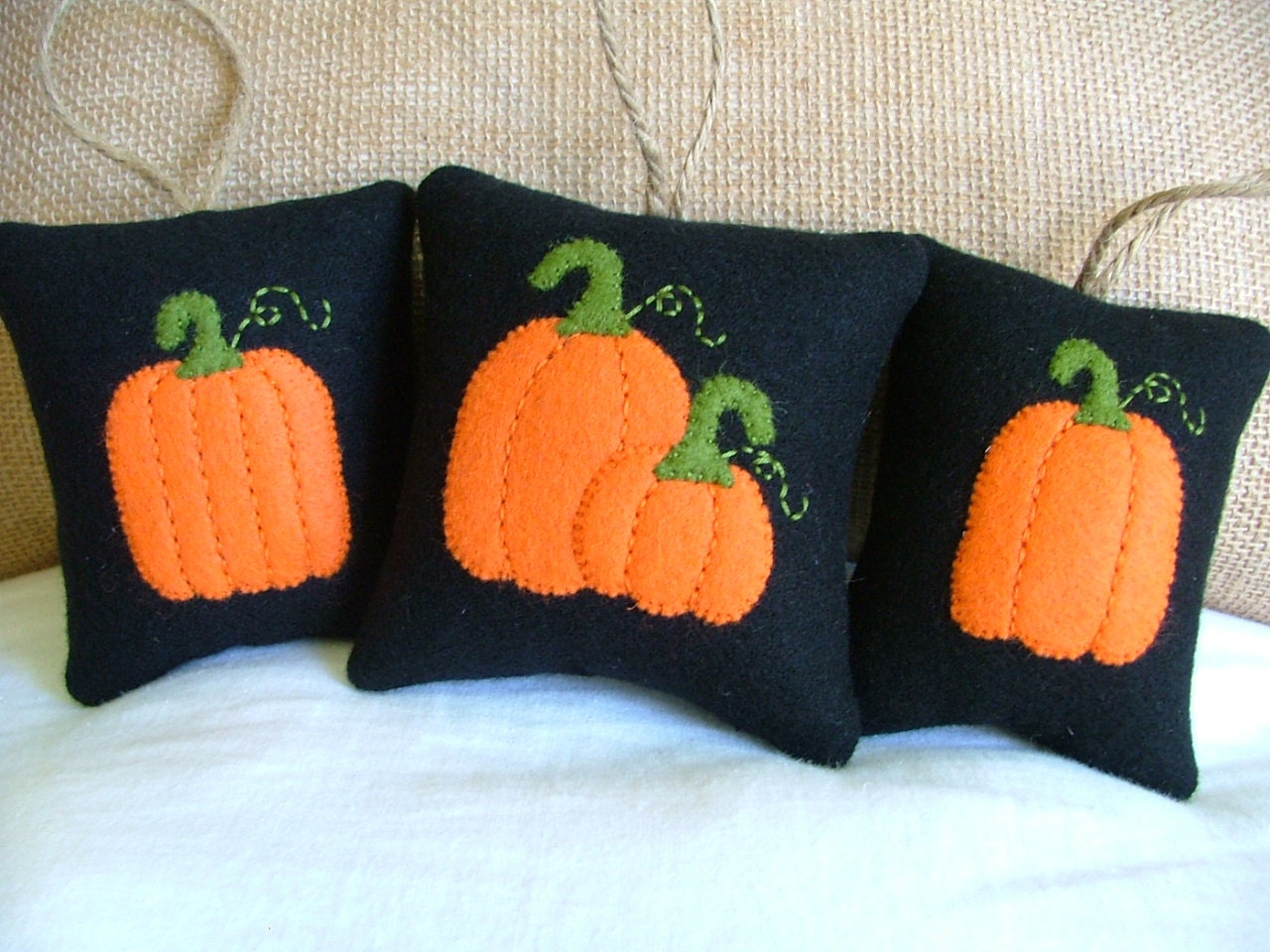 SALE - Autumn Halloween Decor Pumpkins set of 3