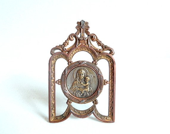RESERVED .Shrine . Antique French shrine . Personal altar. Chapel . Oratory .Virgin Mary .Virgin Madonna.Religious