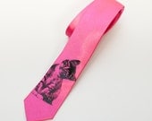 Kitten Screen Print Mens Skinny Tie