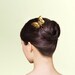 Hair Stick Wood Carving "Golden Butterfly with Pearl" MariyaArts