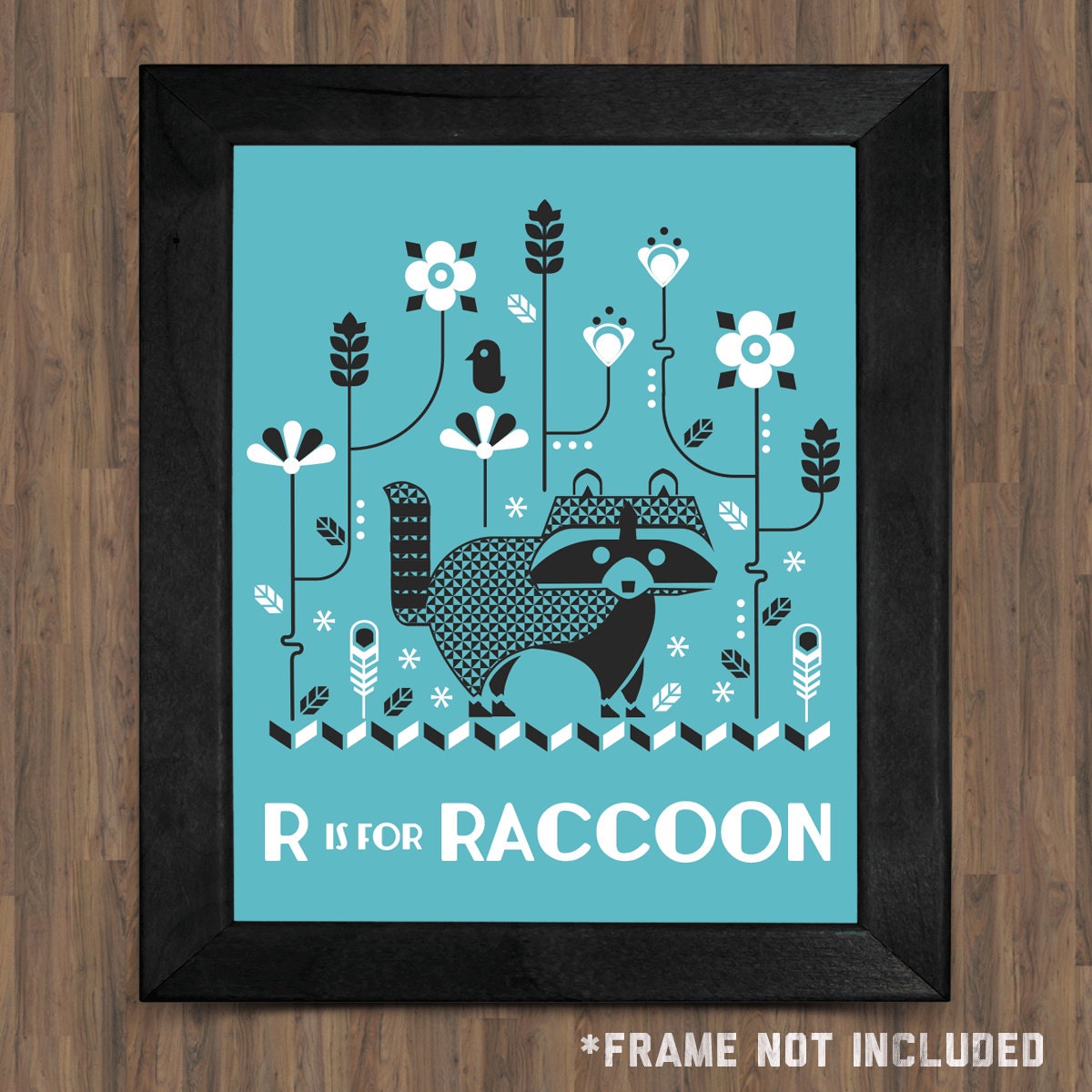 SALE - 8X10 Art Print - R is for Raccoon - FREE Shipping