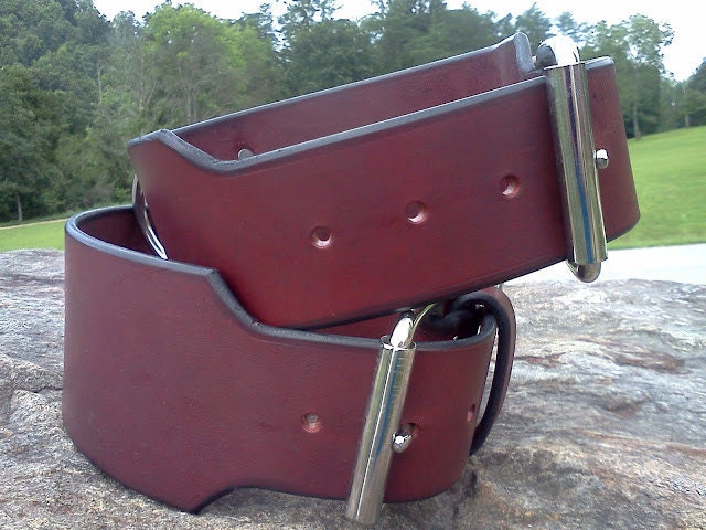 3 inch Leather Dog Collar: Latigo, 3 inch tapered neck