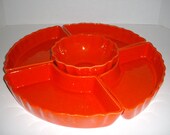 Vintage Crudite Retro Orange Relish Chip Dip Dish Retro Serving