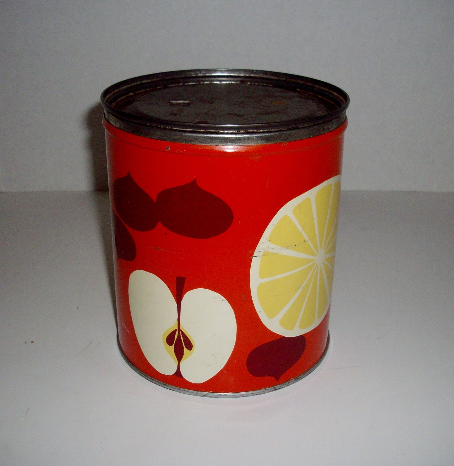 Vintage Red Apple Canister Retro 70's Enamelware