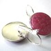 Pink vintage glass earrings, floral pattern on glass, silver leverbacks