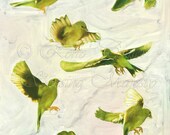Flyin' Finches Fine Art Print, Digital Painting 11x14