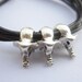 Multilayer leather bracelet---antique silver personality three 3D little cute elephants bracelet & brown leather chain
