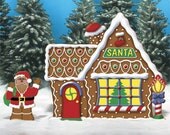 Ginger Bread House and Waving Santa 48 inches Tall