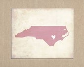 North Carolina Love State Map Personalized Art Print