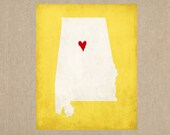 Alabama Silhouette State Map Customizable Art Print