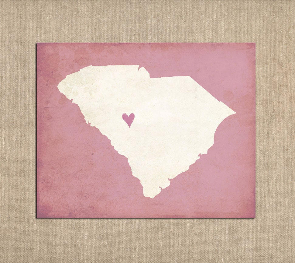 South Carolina State Art Silhouette Map Personalized Print