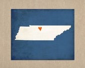 Tennessee State Art Silhouette Map Personalized Print