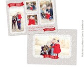 INSTANT DOWNLOAD -  Christmas Card Photoshop template - Snowy day - E625