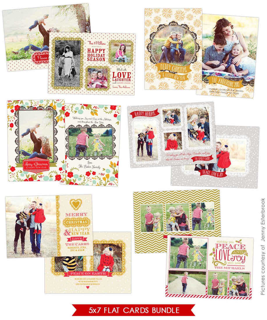 PSD Christmas Photo card template - Chic Greetings - E621